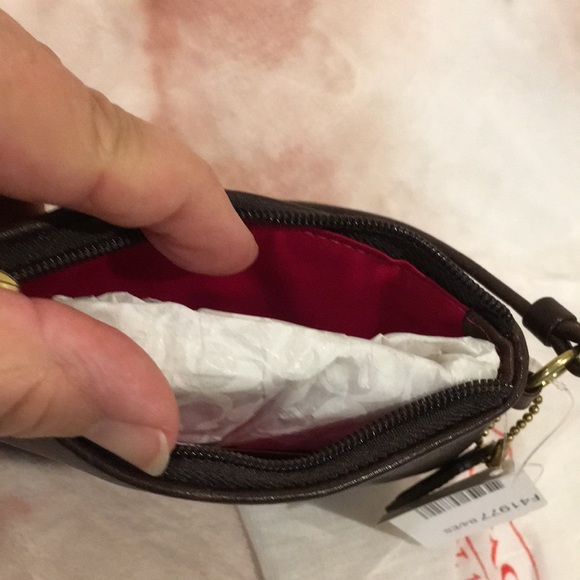Coach Est 1941 Clutch Mini Handbag NWT keychain Chocolate Brown Leather Zip - Picture 12 of 16